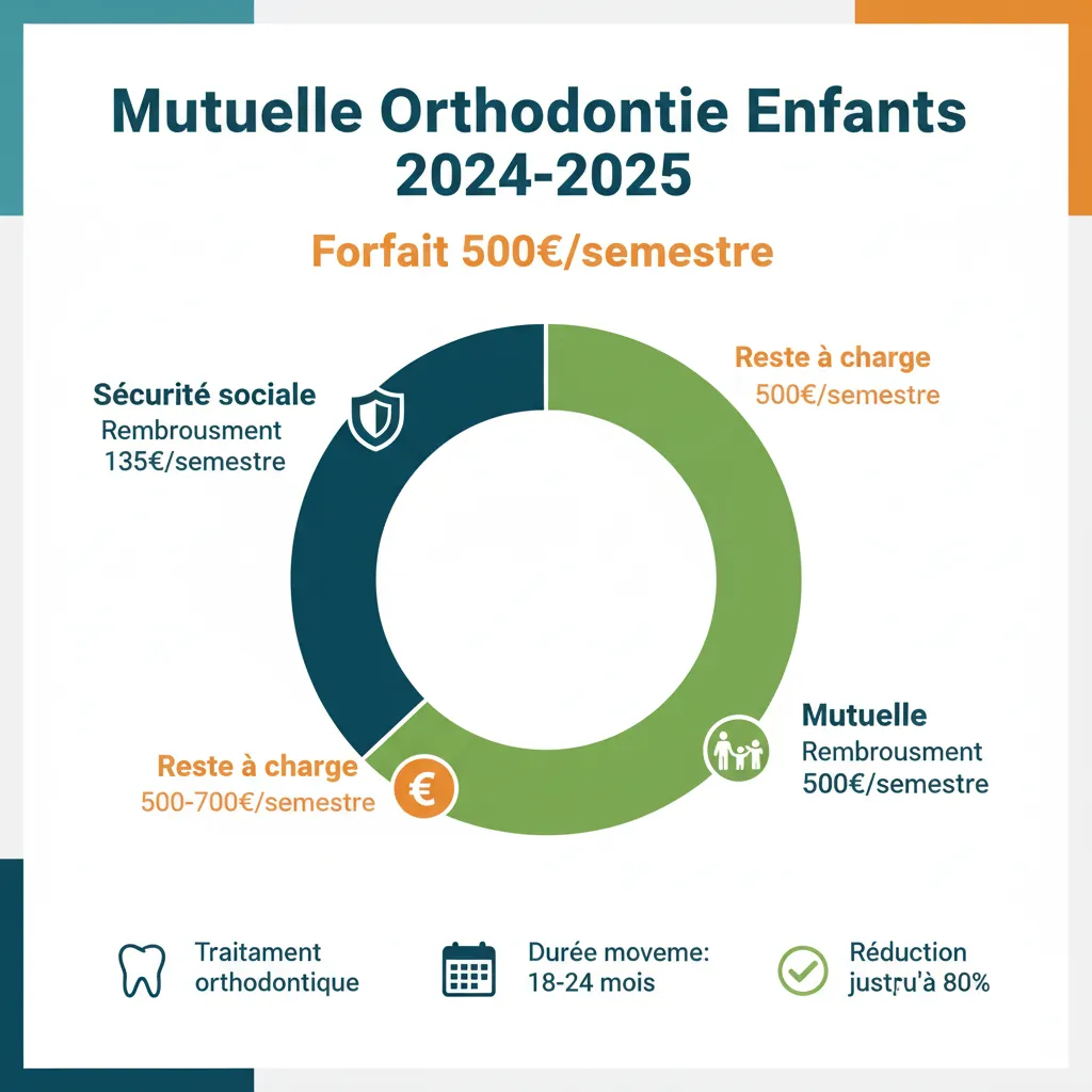 Infographie remboursement orthodontie enfants - Sécurité sociale et mutuelle complémentaire 2024-2025