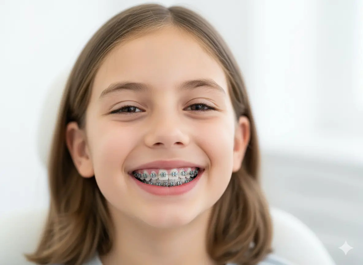 Enfant souriant avec appareil orthodontique - mutuelle orthodontie enfants